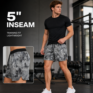 Custom Logo <b>Men's</b> <b>5</b> <b>Inch</b> <b>Inseam</b> Gym <b>Shorts</b> Quick Dry 4 Way Stretch Printed Woven Fabric Private Label OEM ODM Manufacturer - Product Image 2