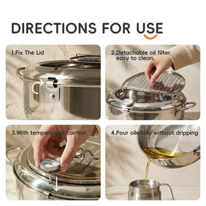 <span class=keywords><strong>Friteuse</strong></span> à tempura japonaise en acier inoxydable 304 avec thermomètre et filtre, ustensile de cuisson <span class=keywords><strong>pour</strong></span> friture profonde - Product Image 4