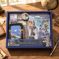 Kit de papeterie vintage sur le thème du voyage, personnalisable en gros, avec autocollants et rubans washi pour étudiants, idéal pour le scrapbooking DIY
