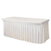 Nappe carrée extensible tissée anti-taches en spandex de 4/6/8 pieds, blanche, ajustée, pour la maison, l'hôtel, les mariages, les fêtes, les banquets, personnalisable, vente en gros