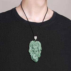 หยกธรรมชาติ จี้หยกมังกรจีน สไตล์จีน สีเขียว เครื่องประดับ UNISEX ของขวัญ พร้อมใบรับรอง LP83 - Product Image 4