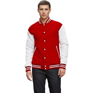 FOXA Men's Varsity <b>Jacket</b> Wool Blend Red <b>White</b> Leather Sleeve Preppy Style College <b>Jacket</b> XS 5XL - Product Image 2