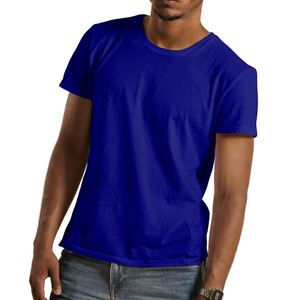<b>Navy</b> <b>Blue</b> <b>Men's</b> Plaid Pattern Short Sleeve <b>T</b>-<b>Shirt</b>-100% Cotton Jersey Fabric Breathable & Eco-Friendly Regular Fit - Product Image 3