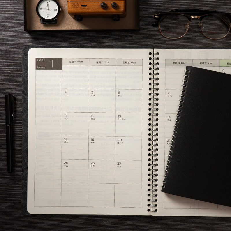 2022 Daily Weekly Monthly Diary Planner A5 Faux Leather Custom Agendas Spiral Notebook