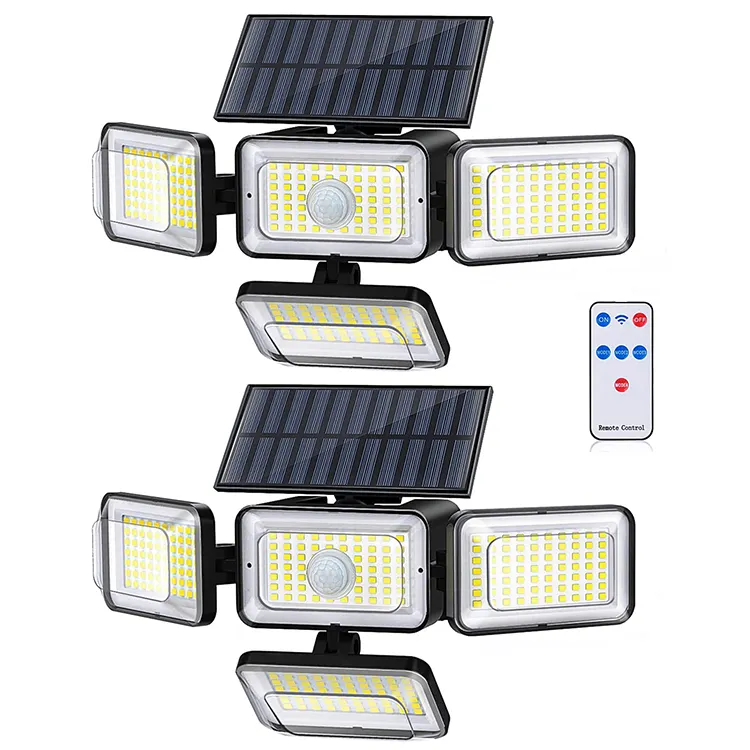 Vendita calda impermeabile grandangolare esterno ad energia solare led super luminoso movimento di luce di inondazione senso di illuminazione da giardino telecomando