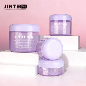 Nouveauté JINTE : Pots ronds en PET vert givré avec couvercle blanc à vis, logo personnalisé pour crème visage et <span class=keywords><strong>baume</strong></span> nettoyant - Product Image 2