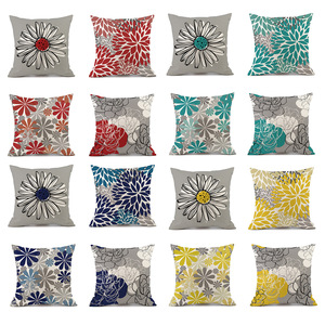 Taie d'oreiller carrée en polyester à fleurs géométriques Décoration intérieure Petite marguerite <span class=keywords><strong>Coussin</strong></span> de canapé - Product Image 6