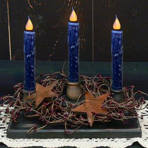 CVHOMEDECO. Echtes Wachs Hand Batterie betriebene LED Timer Taper Kerzen Rustikal Flammen los, 6-3/4 Zoll, Marineblau, <span class=keywords><strong>2</strong></span> Stück in einer Packung - Product Image 3