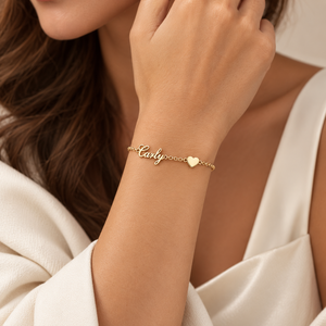 Bracelet personnalisé avec nom, bracelet en acier inoxydable avec nom personnalisé, design tendance en forme de cœur, bracelet DIY, bijoux cadeaux pour femme - Product Image 3
