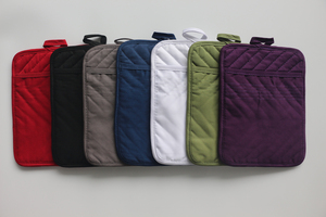 Black 100% Cotton Oven Mitts <strong>Pot</strong> <strong>Holder</strong> with Pocket Heat Resistant for Microwave and Grill Use - Product Image 4