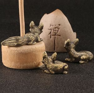 Piccola volpe in ottone statua-volpe figurina ornamento decorativo per soggiorno-commercio all'ingrosso - Product Image 4