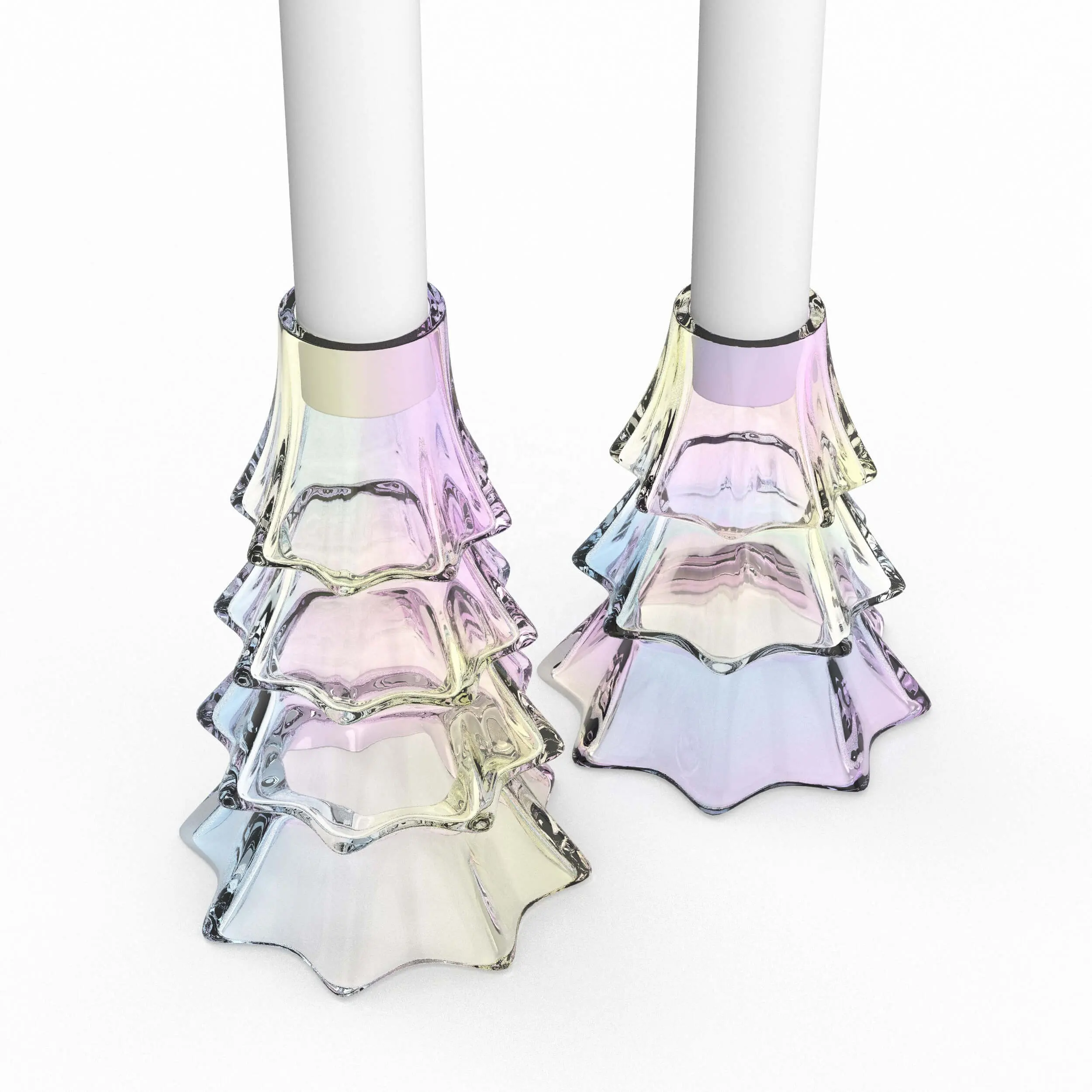 Новое поступление 2020, рождественские однотонные радужные стеклянные подсвечники в форме столба и дерева с синим кристаллом