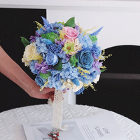Groothandel Elegante Bruidsboeket met Handgeknoopte Rozen en Baby's Adem, Ge conserveerde Bloemen voor Bruidsevenementen, OEM Aanbod, Moederdag