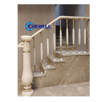 Rampe d'escalier en aluminium à profil carré de conception moderne, revêtement en poudre légère, profilés en aluminium creux GI, Crewell CWA01, montage au sol