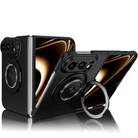 Étui magnétique pliable Skin Feel 360 °   Étui antichoc à couverture intégrale avec support rotatif et protection de caméra surélevée pour iPhone Duo 18 Fold