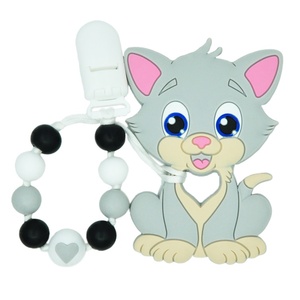 Belle Animal <span class=keywords><strong>Dentition</strong></span> Bébé <span class=keywords><strong>Silicone</strong></span> Perles Blanc Mannequin Sucette Chaînes - Product Image 4