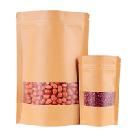 Sachet Doypack Personnalisé en Papier Kraft Compostable avec Fermeture Éclair et Fenêtre Transparente pour Aliments, Graines, Céréales, Riz, Bœuf