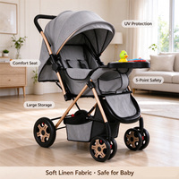 Poussette bébé pliable légère en lin, poussette de voyage compacte avec capote réglable, poussette portable pour nouveau-nés et tout-petits