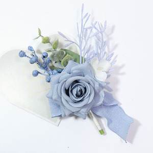 Blue Fabric Flower for Wedding Elegant Artificial Corsage Wrist Corsage Decoration for Home and Party - Product Image 4