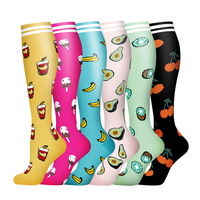 Chaussettes de compression motif alimentaire bons bas de soutien pour infirmière en cours d'exécution cyclisme varices