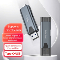 Lector de Tarjetas USB 2.0 de Alta Velocidad con Carcasa de Aleación, Lector de Tarjetas SD+TF 2 en 1, Interfaz Tipo-C, Herramienta de Almacenamiento de Tarjetas de Memoria Móvil