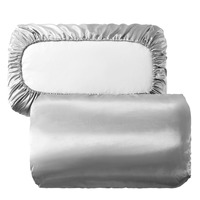 Taie d'oreiller en satin de soie d'été avec bande élastique sans fermeture éclair, taie d'oreiller en imitation soie super douce