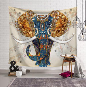 Tapiz de elefante indio Aubusson, decoración estampada de colores, Mandala religioso bohemio, Alfombra de pared, manta de playa Bohemia, Gobeli - Product Image 2