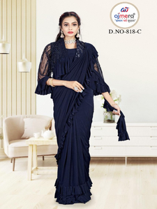 Saris tendance prêts-à-porter en gros pour les fournisseurs en gros, avec les dernières tendances de la mode pour femmes, pour les fêtes - Product Image 4