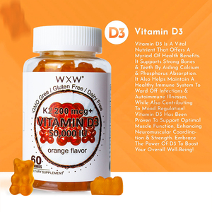 Suplementos de calcio Sabor a naranja Vitamina D3 Gomitas Dientes de hueso Músculo Soporte DE SALUD inmune