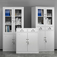 Meuble de classement métallique Luoyang moderne à 3 étagères verrouillable avec porte vitrée, écologique, pour bureau commercial