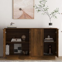 Buffet moderne avec rangements, grand buffet cannelé avec étagères réglables, credenza, meuble d'appoint, console