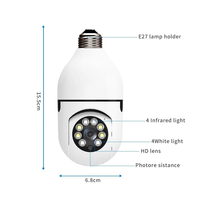 Sistema de seguridad inteligente para el hogar, luces inalámbricas, 360 grados, visión nocturna, vigilancia, vista remota, seguridad, WIFI, Bombilla, cámara