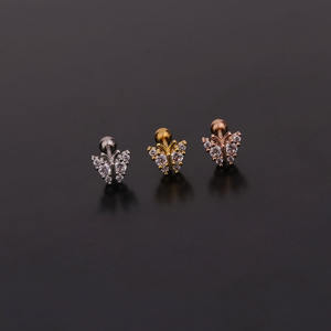 3 colores curva barra larga mariposa estrella satélite forma oro cartílago pendiente CZ Tragus <span class=keywords><strong>Orbital</strong></span> Snug Helix <span class=keywords><strong>Piercing</strong></span> Studs - Product Image 6
