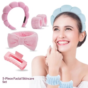 Ensemble de cinq pièces unisexe YHA transfrontalier : Bandeau de lavage de visage, serviette à cheveux, éponge en flanelle torsadée multifonction, fait main, effet nuage - Product Image 3