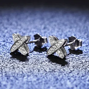 Đồ trang sức mỹ VVS1 moissanite 925 Sterling Silver flower Studs Clover Bông tai Rhodium mạ trang sức cho Bông tai cho nam giới phụ nữ