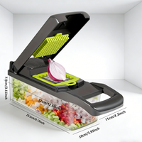 Accessoires de cuisine en gros d'usine, coupe-légumes multifonctionnel 16 en 1, hachoir à oignons, mandoline, trancheuse à légumes