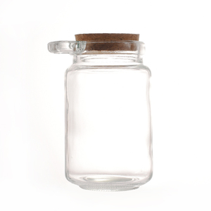 Frasco de vidro transparente para sal de banho, pote de 250ml 350ml com colher de madeira, pote de galheteiro em pó e cortiça com tampa hermética - Product Image 4