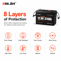 Batterie semi-solide LiFePO4 ENLZH 200A BMS 12.8V 314Ah Bluetooth à décharge profonde pour climatiseur de stationnement de camion, solaire, camping-car