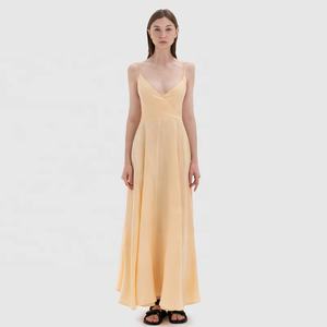 2024 all'ingrosso estate profondo scollo a V Boho <span class=keywords><strong>spalline</strong></span> abito lungo Sexy papillon croce all'americana Maxi abiti Casual da donna - Product Image 2
