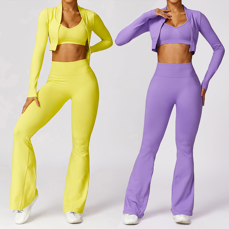 Ropa Deportiva Mujer Tendencia Seamless Sportswear Zipper Coat Running Long Sleeve Crop Fitness Gym Wear Sports Workout Yoga Top
