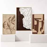 Décoration murale moderne Wabi-Sabi en plâtre texturé 3D, peinture sur toile abstraite géométrique minimaliste, relief sculpté à la main encadré