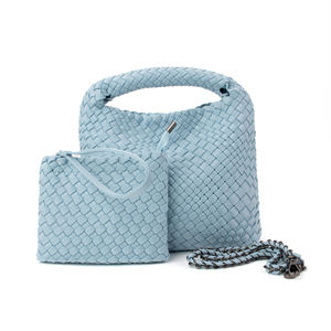 批发时尚混色氯丁橡胶编织袋设计师奢华防水手提包沙滩编结手工手提包编织袋 - Product Image 4