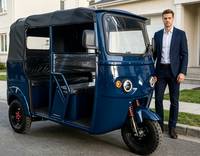 Mototaxi Eléctrico Semiabierto de Tres Ruedas con Gran Capacidad de Carga, Batería de Plomo-Ácido o Litio Opcional, para Transporte Urbano de Pasajeros