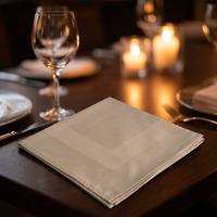 Serviettes de table en satin ivoire avec bordure, 100% coton, pour hôtels, restaurants, mariages et dîners (vente en gros)