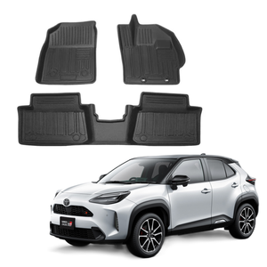พรมปูพื้นรถยนต์หนัง TPE คุณภาพสูง สำหรับรถยนต์พวงมาลัยขวา Toyota <span class=keywords><strong>Yaris</strong></span> Cross JP ปี 2020-<span class=keywords><strong>2022</strong></span> ชุด 3 ชิ้น ขายดี พรมปูพื้น 3 มิติ 5 มิติ - Product Image 1