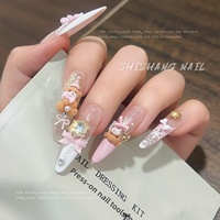 Paso Sico Cute Bear Accessoires 3D pour Nail Art, Figurines de Ours Assis en Résine, Blanc Lait et Jaune, Effet Diamant, DIY