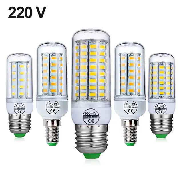 E27 LED Đèn E14 LED Bulb SMD5730 220V Ngô Bulb 24 36 48 56 69 72LEDs Nến Chandelier LED Ánh Sáng Cho Trang Trí Nội Thất Ampoule