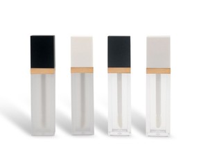 Moda de lujo vacío 6 ml 6 ml 7 ml 7 ml envase de brillo de labios esmerilado tubo de brillo de labios blanco cuadrado con varita - Product Image 3