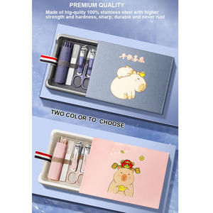 Vendita calda in acciaio inox Set di strumenti per la cura personale accessori tagliente forbici tagliaunghie Kit con custodia regalo in pelle - Product Image 2