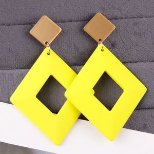 Européen Américain Vintage Distinctif Acrylique Boucles D'oreilles Couleur Bonbon Creux Géométrique Diamant Dangle Oreille Bijoux pour Femmes - Product Image 3